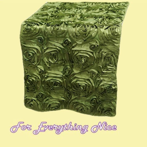 Willow Green Grandiose Rosette Wedding Table Runners Decorations x 25 For Hire