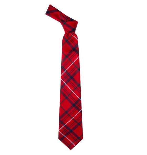 Rose Red Modern Clan Tartan Lightweight Wool Straight Mens Neck Tie