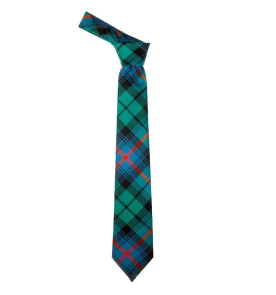 Urquhart Broad Red Ancient Clan Tartan Lightweight Wool Straight Mens Neck Tie