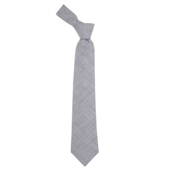 Light Grey Plain Coloured Lightweight Wool Straight Mens Neck Tie