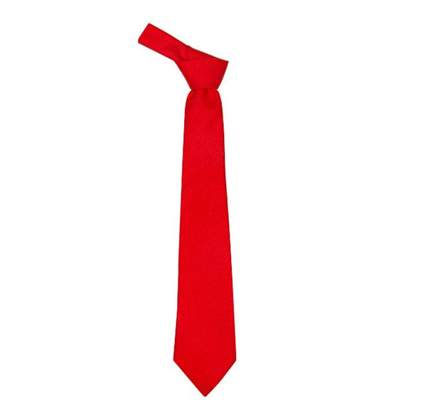 Scarlet Red Plain Coloured Lightweight Wool Straight Mens Neck Tie