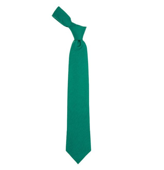 Green Ancient Plain Coloured Lightweight Wool Straight Mens Neck Tie