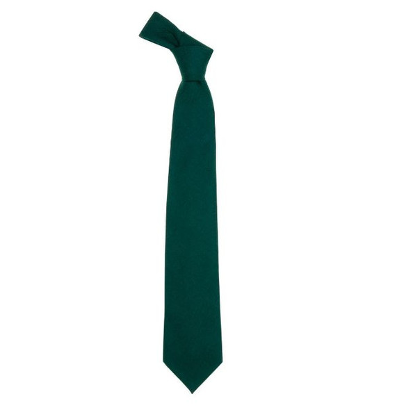 Bottle Green Ancient Plain Coloured Lightweight Wool Straight Mens Neck Tie