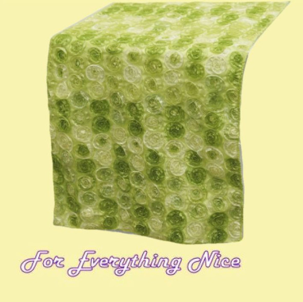 Apple Green Umbre Mini Rosette Wedding Table Runners Decorations x 5 For Hire