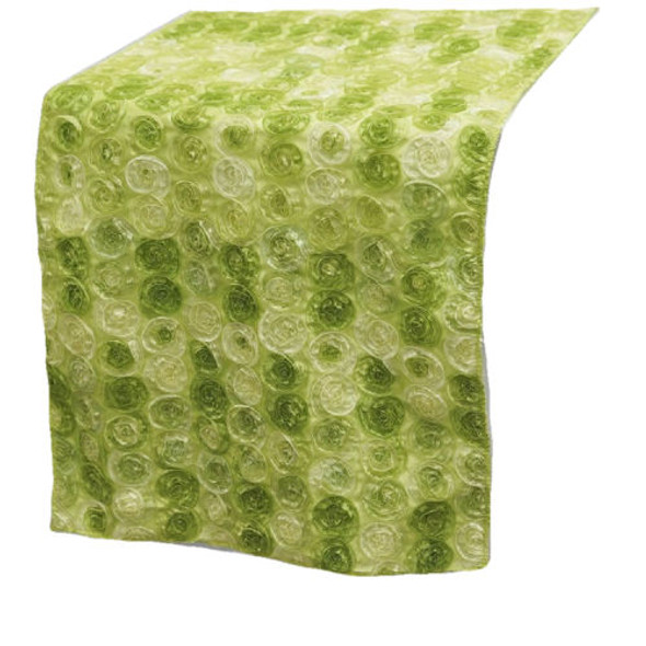 Apple Green Umbre Mini Rosette Wedding Table Runners Decorations x 5 For Hire