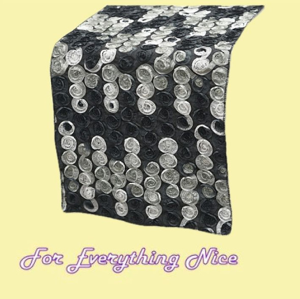 Black Umbre Mini Rosette Wedding Table Runners Decorations x 5 For Hire