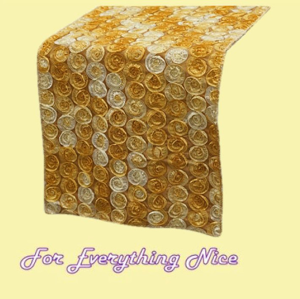 Gold Umbre Mini Rosette Wedding Table Runners Decorations x 10 For Hire