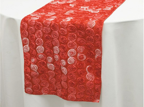 Scarlet Red Umbre Mini Rosette Wedding Table Runners Decorations x 10 For Hire