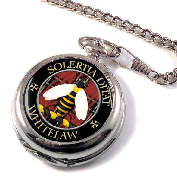 Whitelaw Clan Crest Round Shaped Chrome Plated Pocket Watch