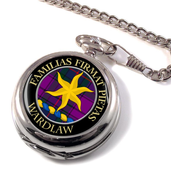 Wardlaw Clan Crest Round Shaped Chrome Plated Pocket Watch