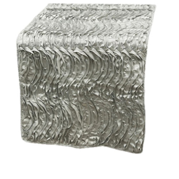 Silver Beverley Hills Waves Wedding Table Runners Decorations x 10 For Hire