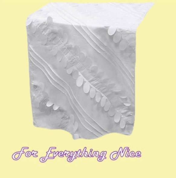 White Forest Taffeta Wedding Table Runners Decorations x 10 For Hire