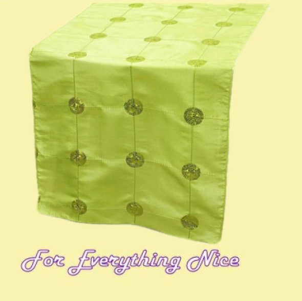 Apple Green Taffeta Sequin Wedding Table Runners Decorations x 5 For Hire