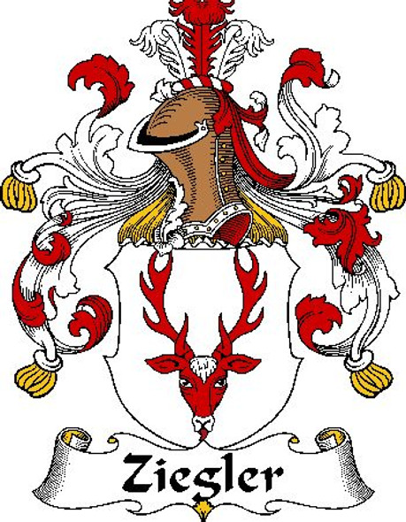 Ziegler German Coat of Arms Large Print Ziegler German Family Crest
