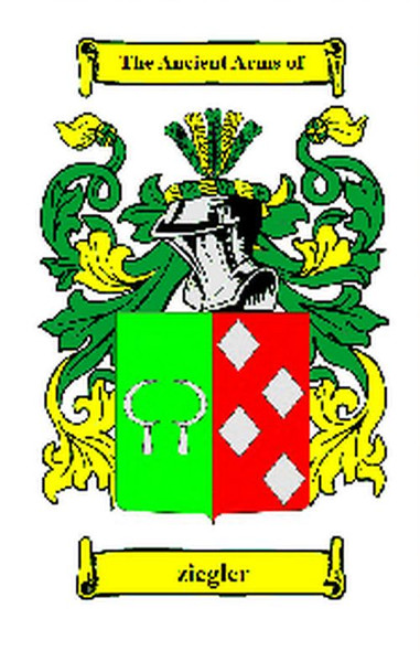 Ziegler German Coat of Arms Large Print Ziegler German Family Crest