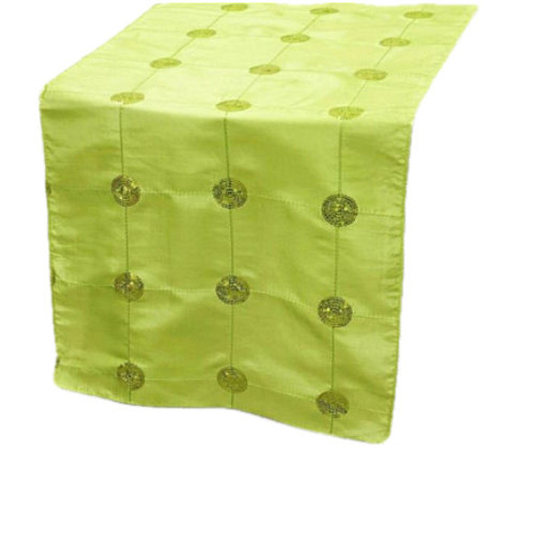 Apple Green Taffeta Sequin Wedding Table Runners Decorations x 10 For Hire