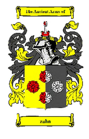Zahn German Coat of Arms Large Print Zahn German Family Crest