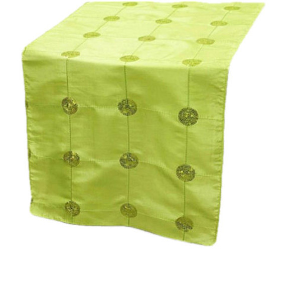 Apple Green Taffeta Sequin Wedding Table Runners Decorations x 25 For Hire
