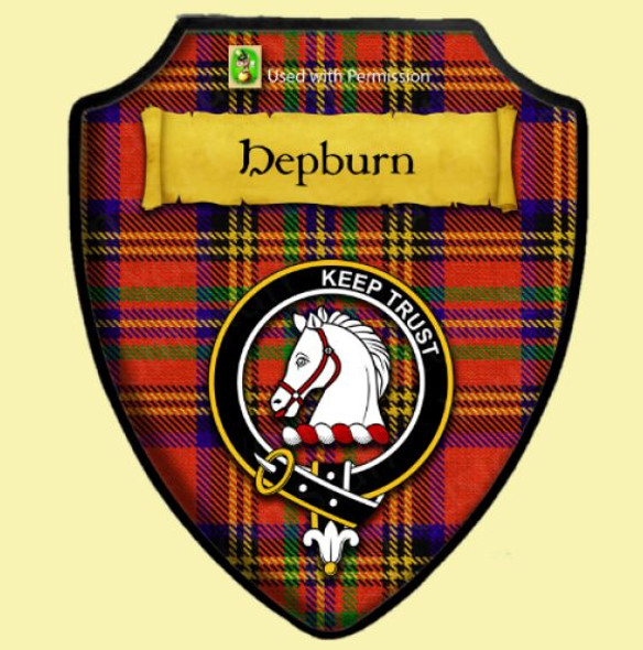 Hepburn Ancient Tartan Crest Wooden Wall Plaque Shields x 2 - Custom Listing