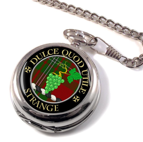 Strange Clan Crest Round Shaped Chrome Plated Pocket Watch