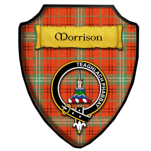 Morrison Red Ancient Tartan Crest Wooden Wall Plaque Shield