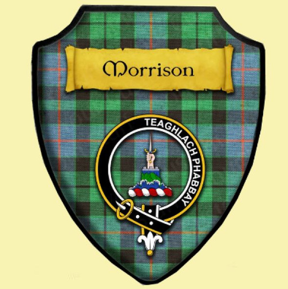 Morrison Weathered Ancient Tartan Crest Wooden Wall Plaque Shield