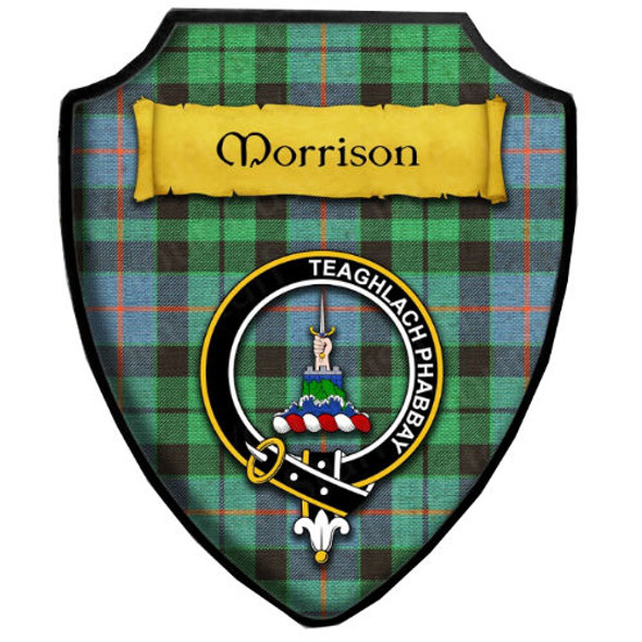 Morrison Weathered Ancient Tartan Crest Wooden Wall Plaque Shield