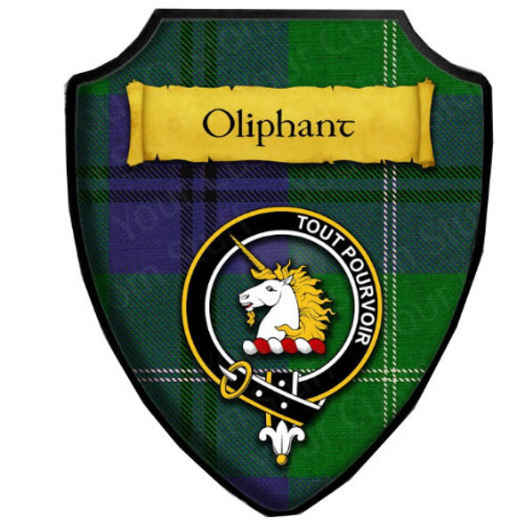 Oliphant Modern Tartan Crest Wooden Wall Plaque Shield