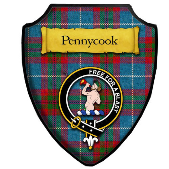 Pennycook Modern Tartan Crest Wooden Wall Plaque Shield