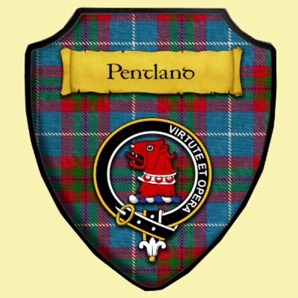 Pentland Modern Tartan Crest Wooden Wall Plaque Shield