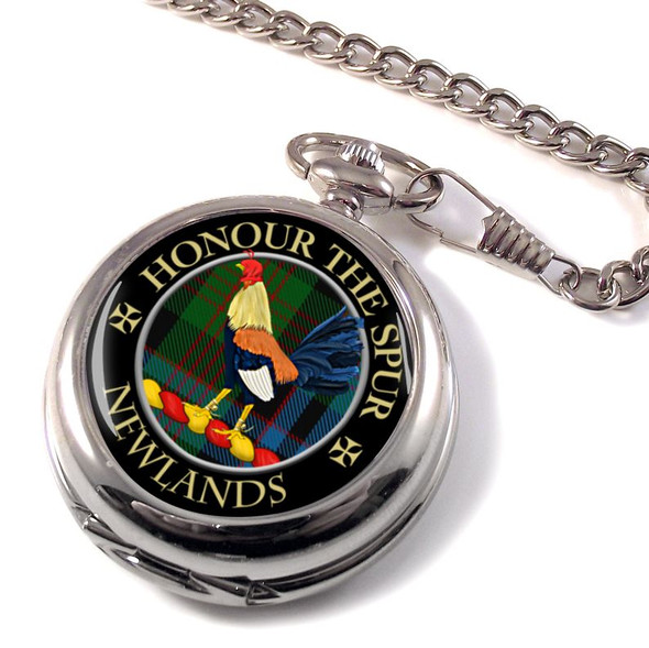 Newlands Clan Crest Round Shaped Chrome Plated Pocket Watch