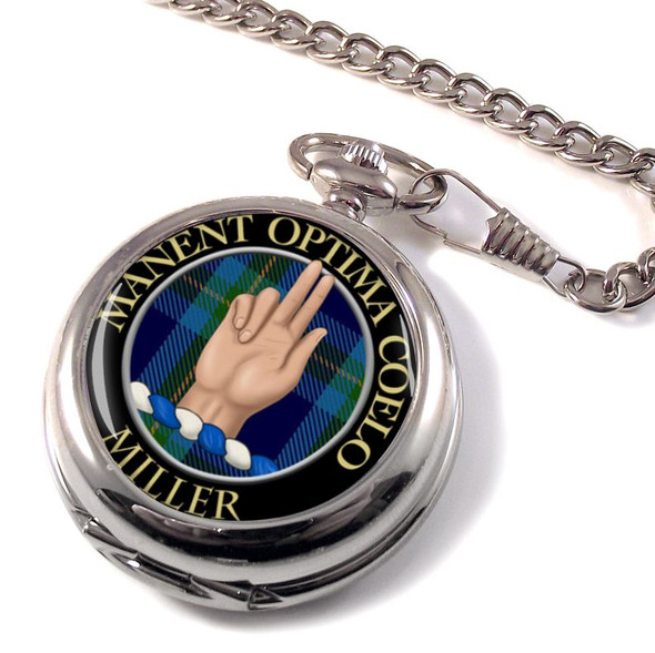 Miller Clan Crest Round Shaped Chrome Plated Pocket Watch
