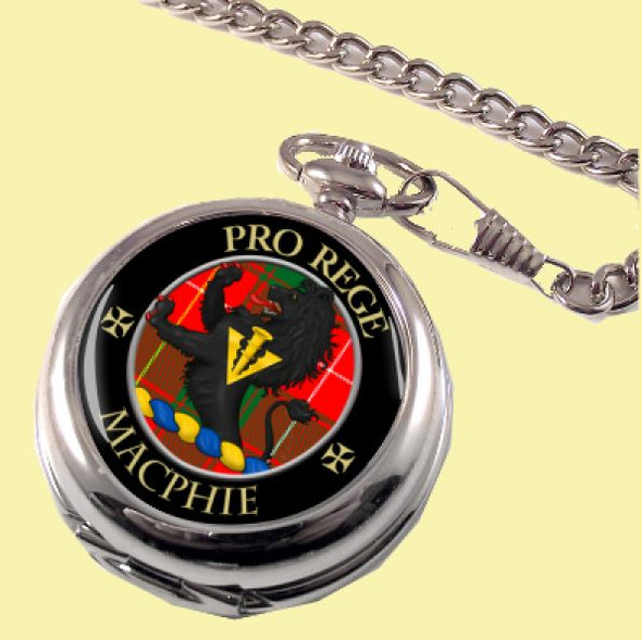 MacPhie Modern Clan Crest Round Shaped Chrome Plated Pocket Watch