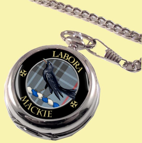 Mackie Clan Crest Round Shaped Chrome Plated Pocket Watch