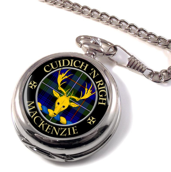 MacKenzie Clan Crest Round Shaped Chrome Plated Pocket Watch