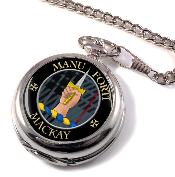Mackay Clan Crest Round Shaped Chrome Plated Pocket Watch