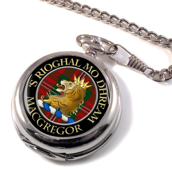 MacGregor Clan Crest Round Shaped Chrome Plated Pocket Watch
