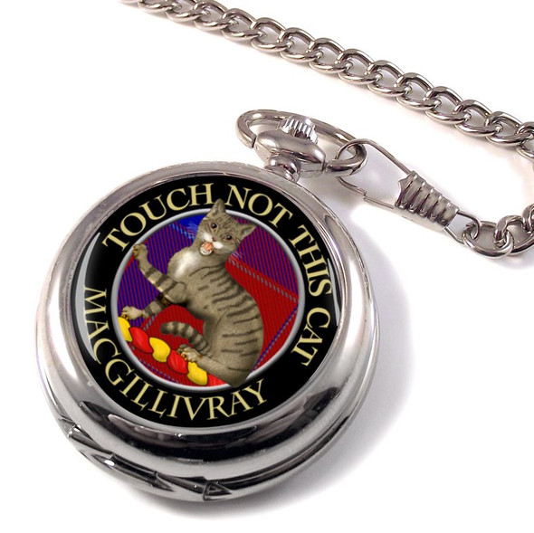 MacGillivray Clan Crest Round Shaped Chrome Plated Pocket Watch