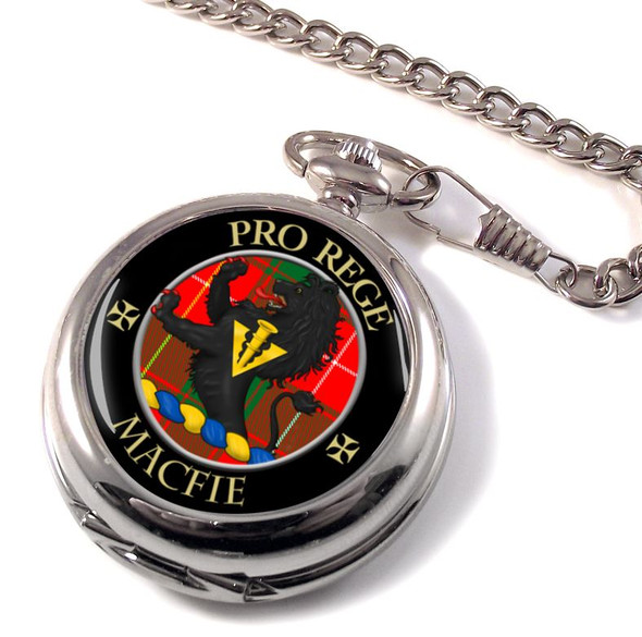 MacFie Modern Clan Crest Round Shaped Chrome Plated Pocket Watch