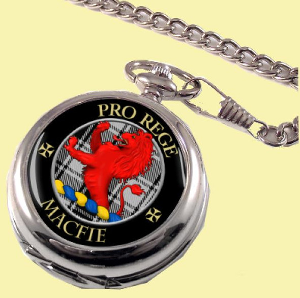 MacFie Ancient Clan Crest Round Shaped Chrome Plated Pocket Watch