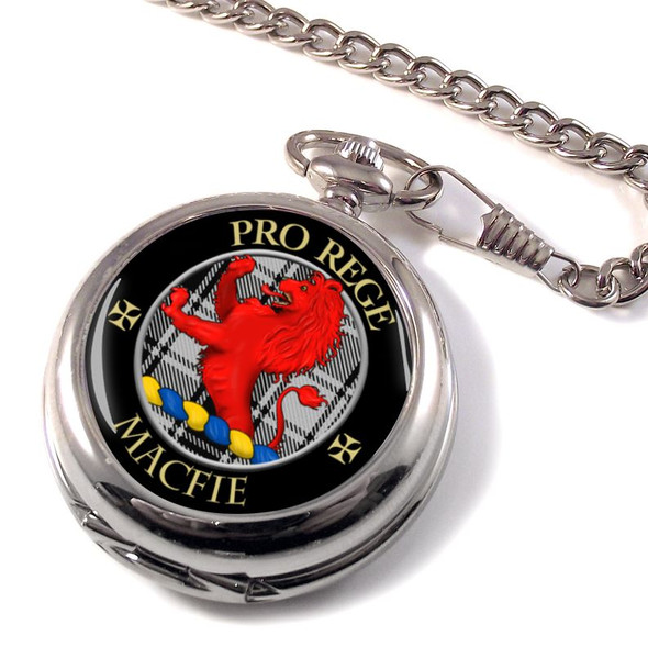 MacFie Ancient Clan Crest Round Shaped Chrome Plated Pocket Watch