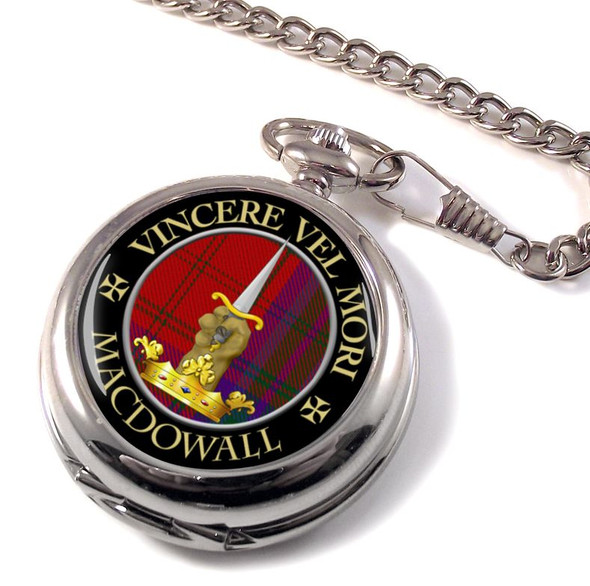 MacDowall Clan Crest Round Shaped Chrome Plated Pocket Watch