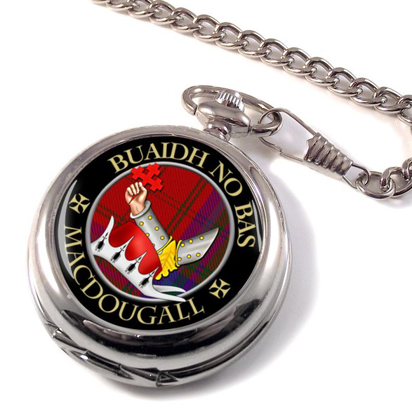 MacDougall Clan Crest Round Shaped Chrome Plated Pocket Watch