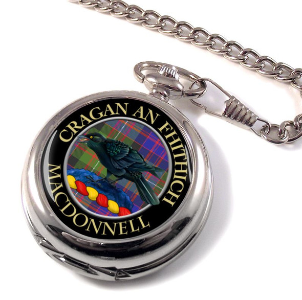 MacDonnell Clan Crest Round Shaped Chrome Plated Pocket Watch