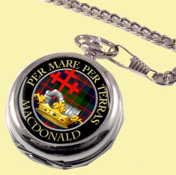 MacDonald Clan Crest Round Shaped Chrome Plated Pocket Watch