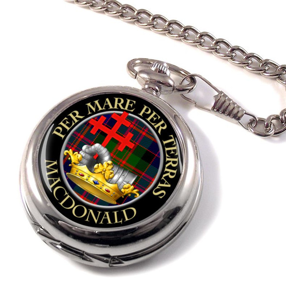 MacDonald Clan Crest Round Shaped Chrome Plated Pocket Watch