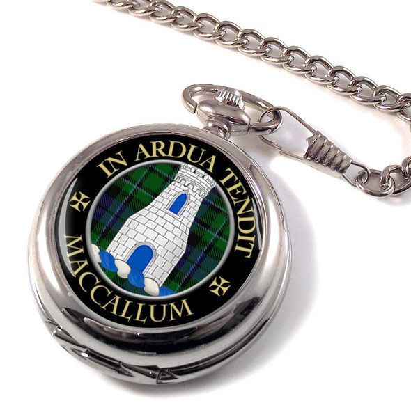 MacCallum Clan Crest Round Shaped Chrome Plated Pocket Watch