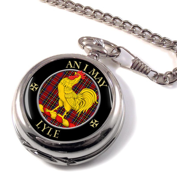 Lyle Clan Crest Round Shaped Chrome Plated Pocket Watch