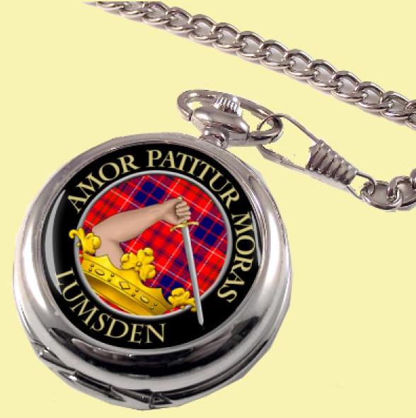 Lumsden Clan Crest Round Shaped Chrome Plated Pocket Watch