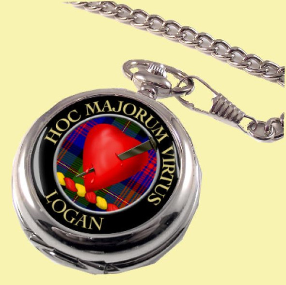 Logan Clan Crest Round Shaped Chrome Plated Pocket Watch